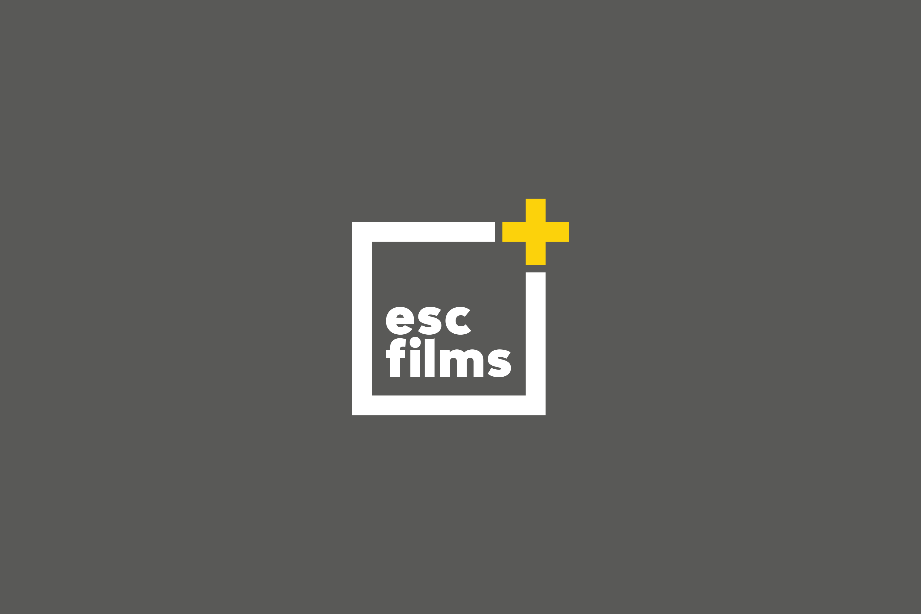 grey screen with esc films in a box with yellow plus sign in top right corner